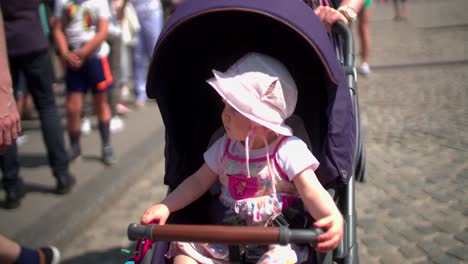 babygirl in stroller slow motion