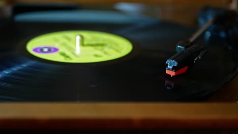 modern gramophone playing a record, close up