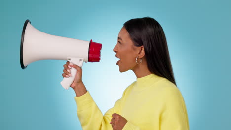 Profile,-protest-or-woman-shouting-in-studio