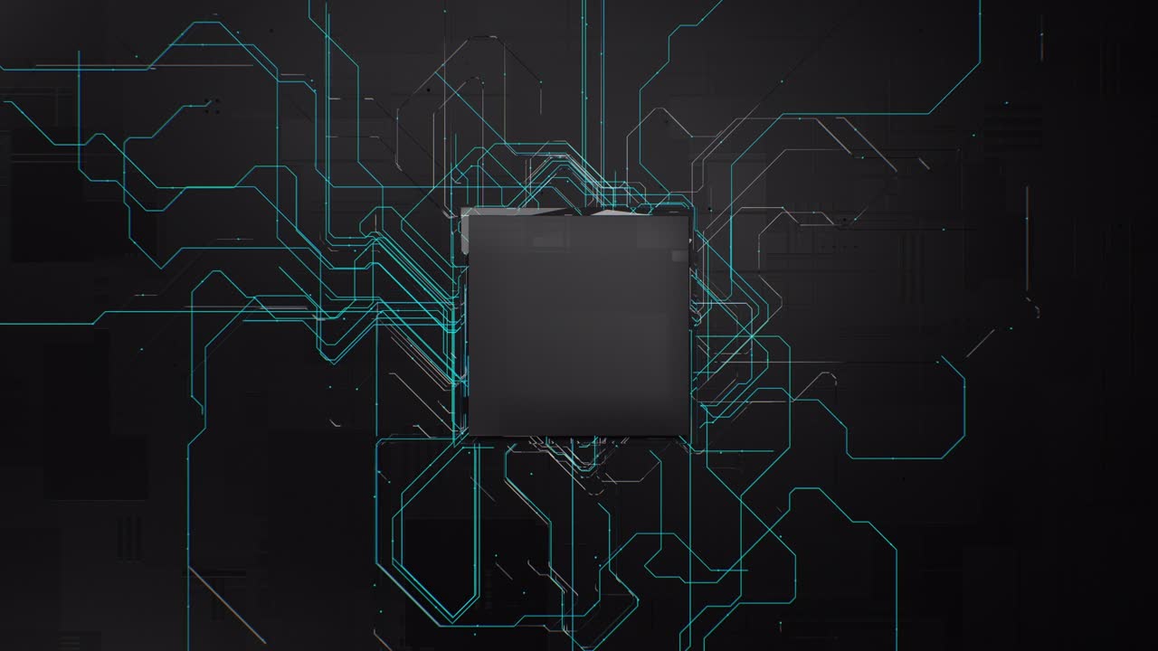 Computer Processor Microchip with Digital Lines Move Data