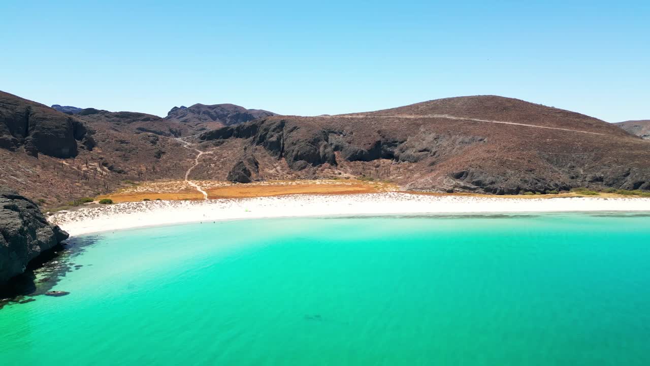 Tecolotito beach in la paz, mexico showcasing its turquoise waters, aerial view