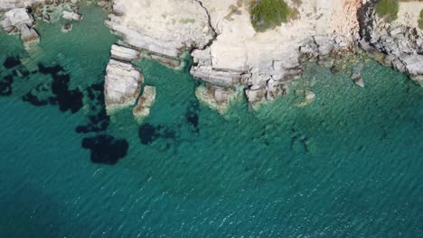 establishing rocky coast on shore of greece