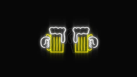 ⁇ 크하는 맥주 컵을 보여주는 네온 표지판