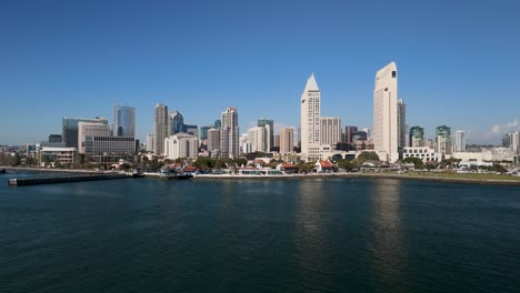 Coast-From-The-Downtown-San-Diego-In-California---Aerial-Drone-Shot