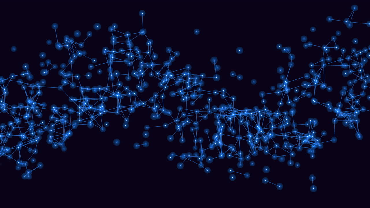 red azul brillante líneas interconectadas y puntos forman una red circular