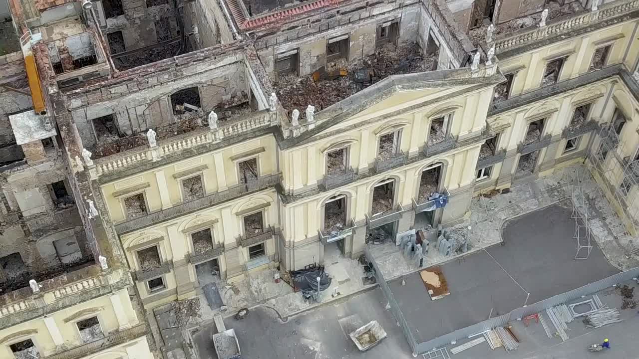 2018년 화재로 파괴된 브라질 리오데자네이루 국립박물관의 공중 사진