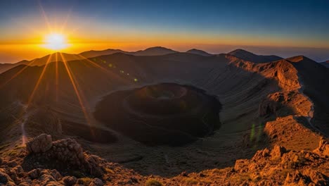 volcanic crater at sunset