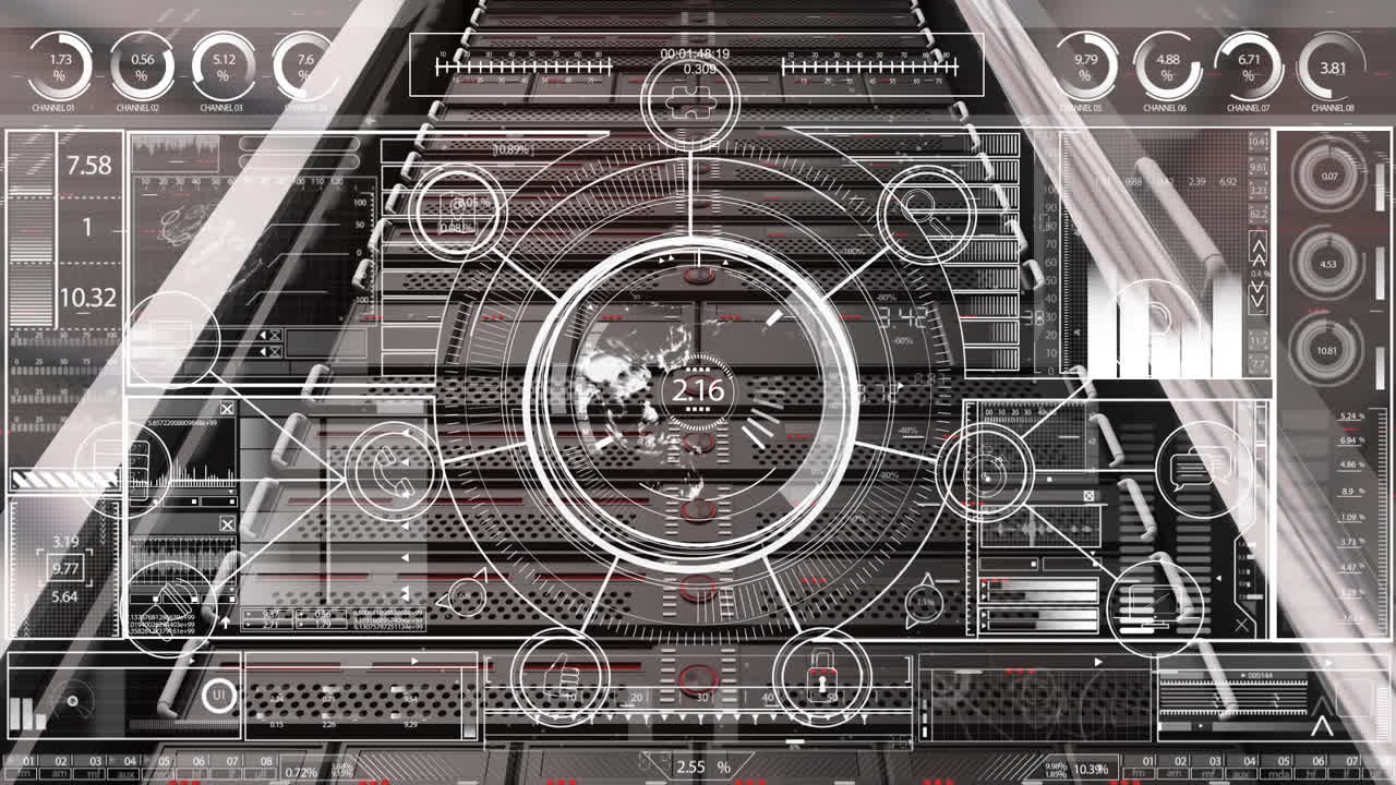 하이파이를 배경으로 움직이는 아이콘의 애니메이션