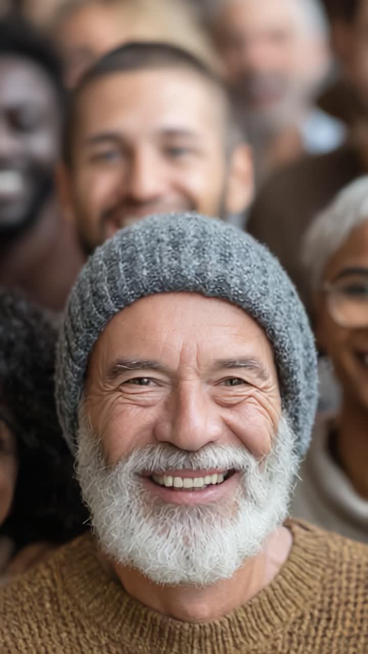 A Joyful Gathering: A Diverse Group of Smiling Individuals Showcase Unity, Happiness, and Connection as They Celebrate Together in a Warm Environment