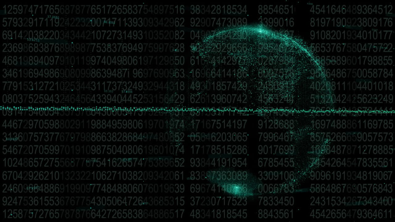 Stock market data and statistical data processing against globe spinning