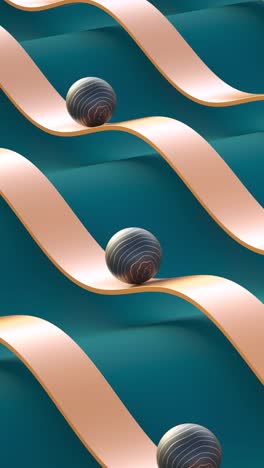 A loopable 3d vertical render animation of balls sliding