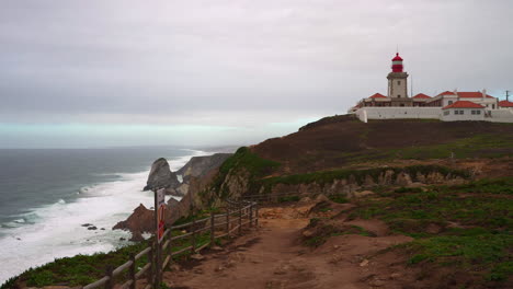 lighthouse at cabo da roca, portugal on a cloudy day