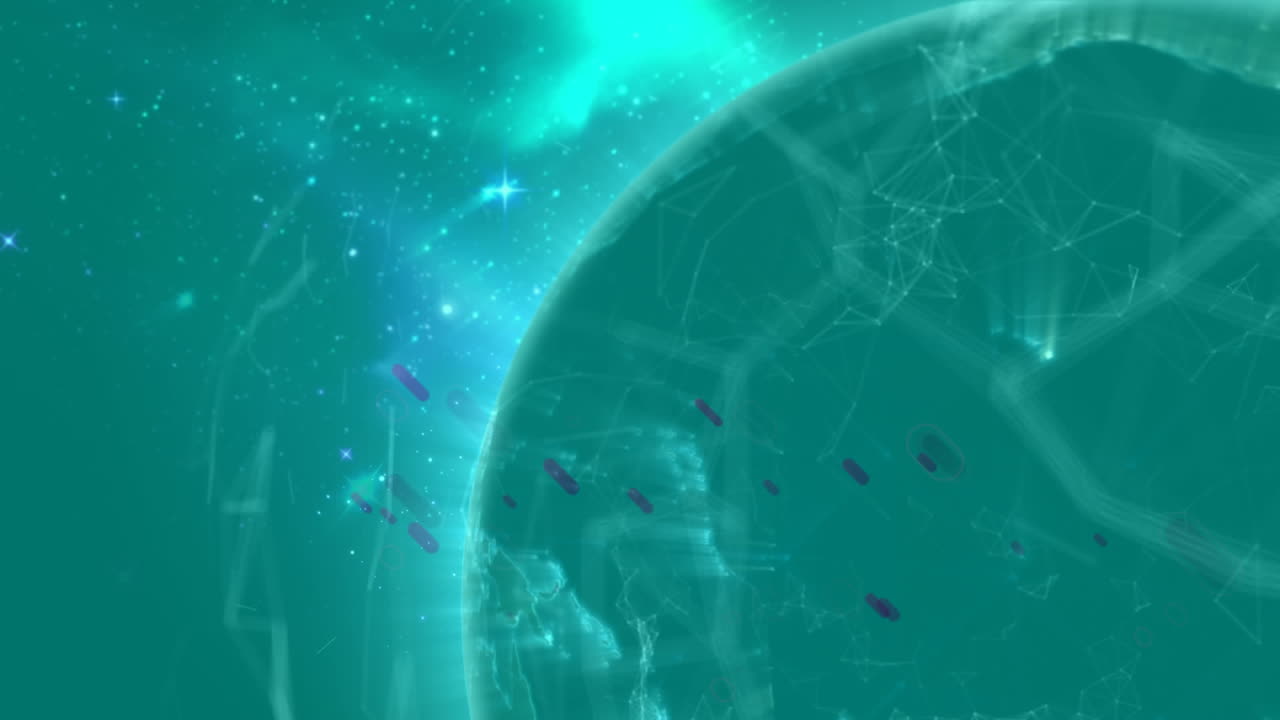 animación del globo y la red de conexiones sobre fondo verde