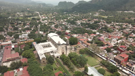 view of xvi century convent near mexico city in tepoztlan