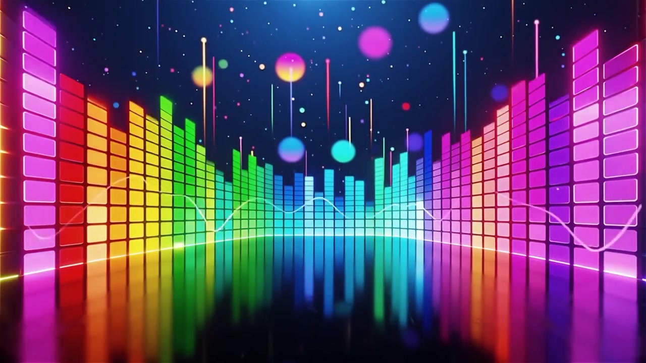 Futuristic Rainbow Neon Music Equalizer Visualizer Background