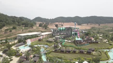 aerial view of a water park resort