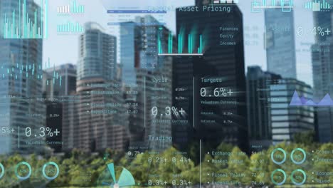 Animation-of-financial-data-processing-over-cityscape