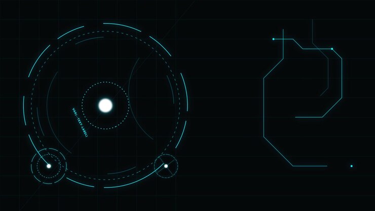 Futuristic HUD Interface with Animated Circular Radar and Data Lines