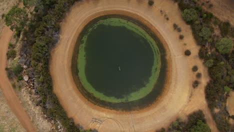 overhead shot of distinctive circular shape lagoon at western australia