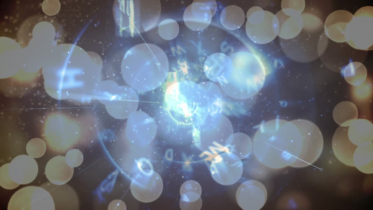 Faint glow appearing, sparking orb brightening radiating arcs drawing symbols visualizing data flow