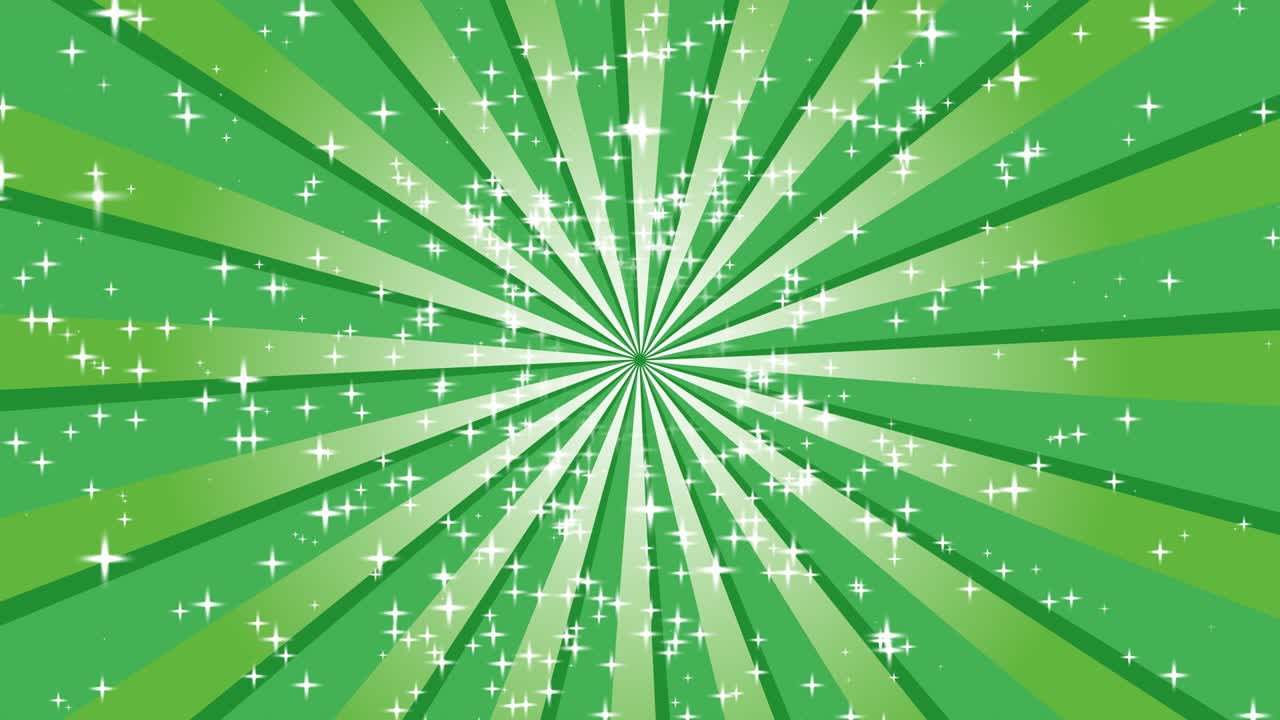 빛나는 초록색 선은 반이는 별과 함께 배경의 중앙을 중심으로 회전합니다.