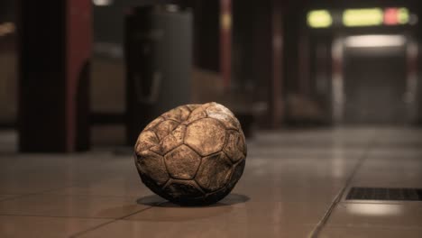 Viejo-Balón-De-Fútbol-En-El-Metro-Vacío