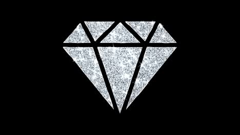 el icono del diamante brilla con un bucle de brillo y partículas parpadeantes.