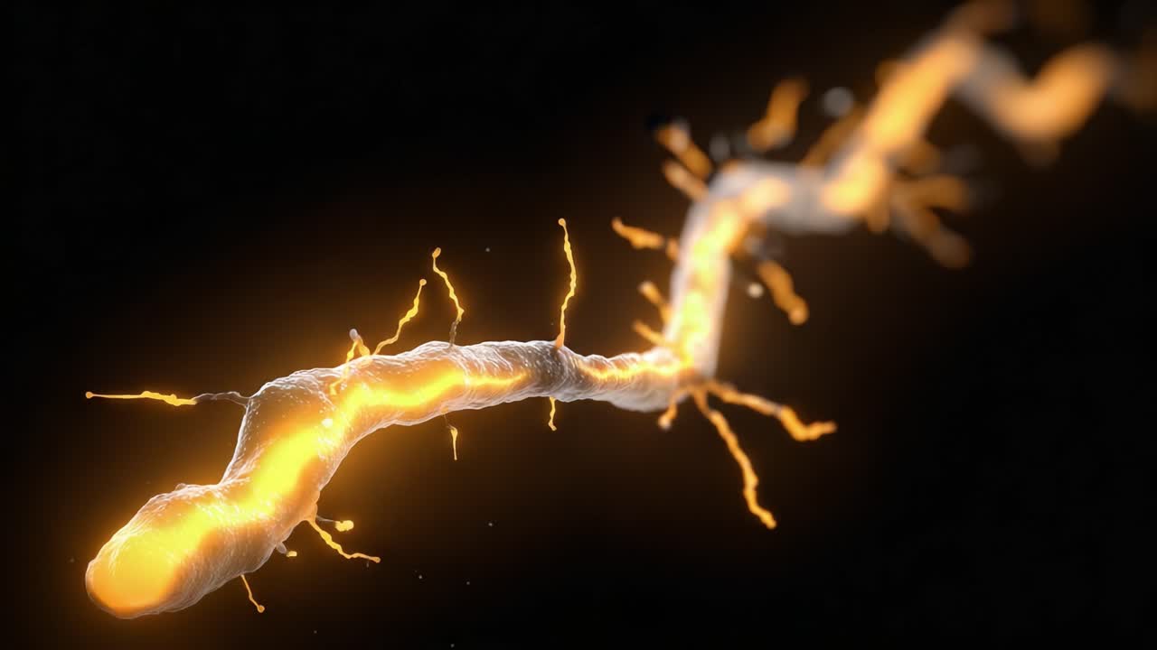 A Stunning Visualization of Neural Activity: Capturing the Intricate Dance of Electric Signals Along a Neuron's Pathway in High-Definition Detail