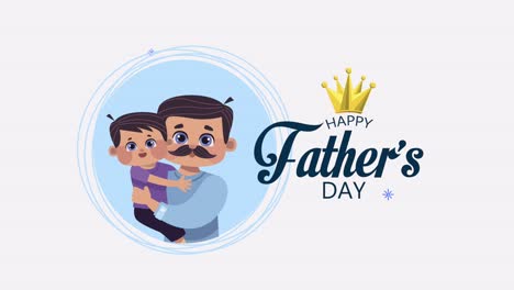 fathers day lettering with dad and son animation