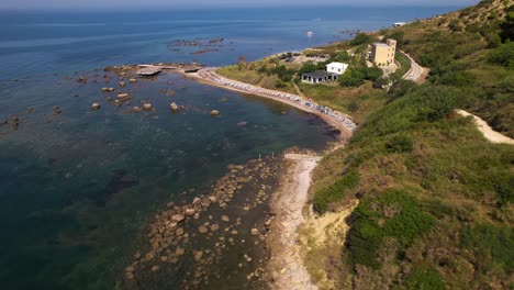 paradise remote vacation spot on albanian coastline near durres, colorful panoramic seaside