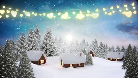 animación de luces de navidad sobre el paisaje de invierno