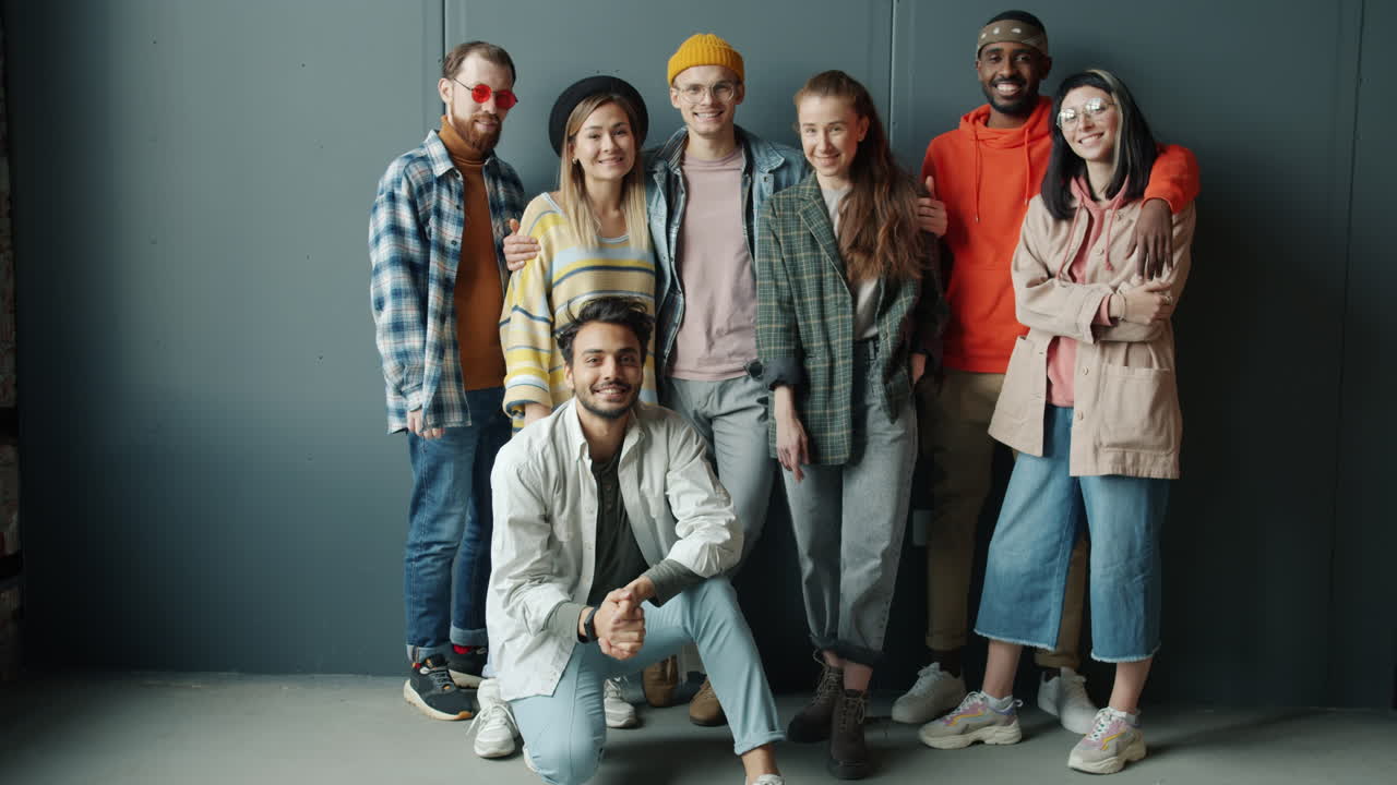 Group of diverse young adults posing for a portrait