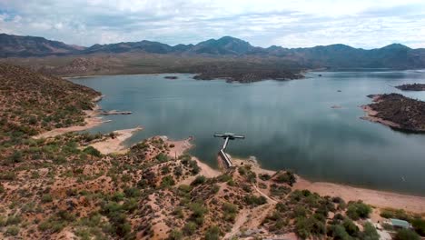 drone footage of bartlett lake, carefree, arizona, tonto national forrest.