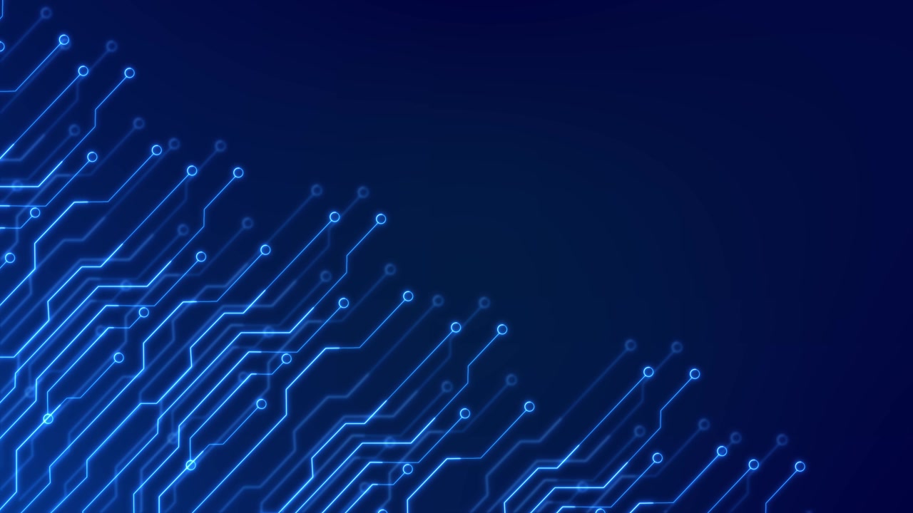 4k 3d circuit board with moving electrons data flow loop background animation artificial