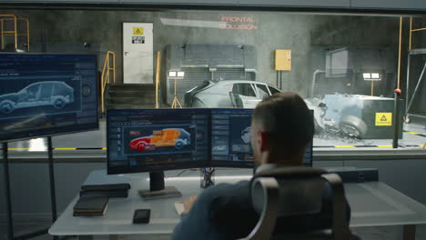 car crash test analysis in laboratory