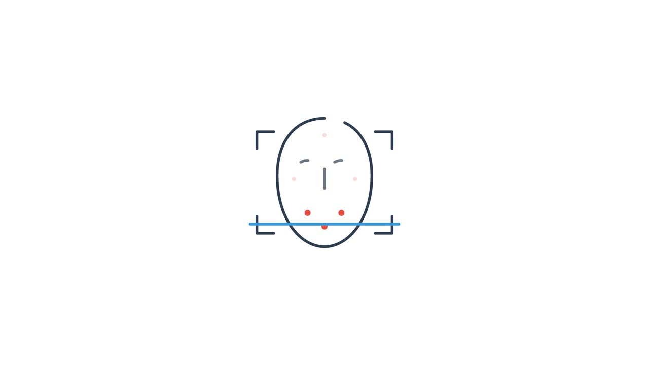 Animated Facial Recognition Scan of Human Face