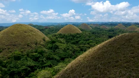 low flying aerial in chocolate hills