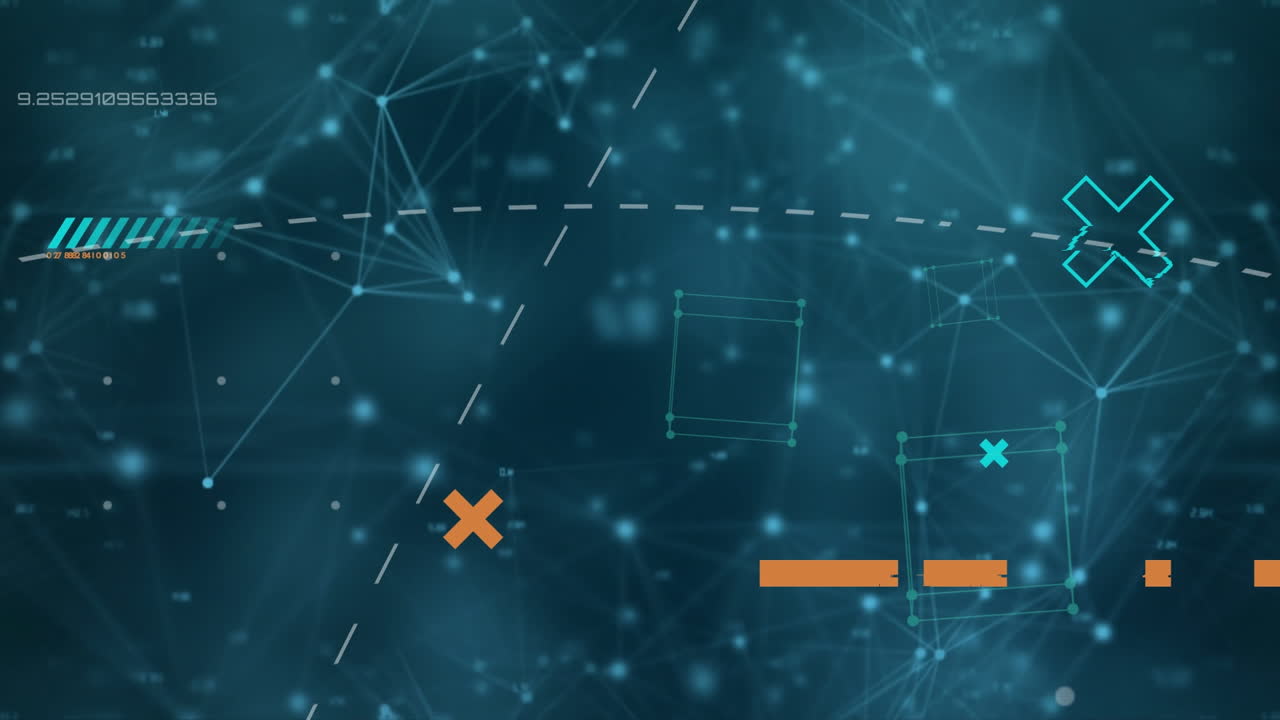 animación de formas geométricas sobre un fondo azul