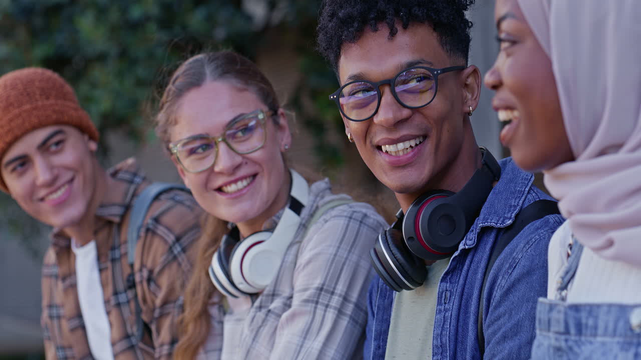Group of diverse students hanging out
