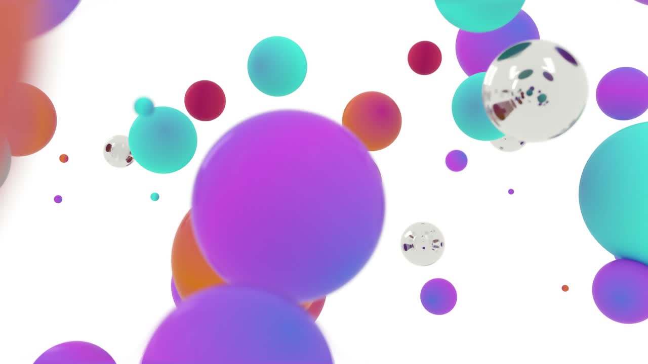 Colored balls floating on white background, 3D illustration