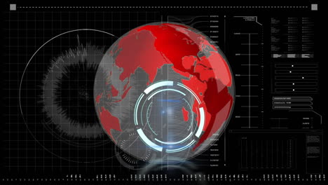 animation of scope scanning over globe and data processing on screen