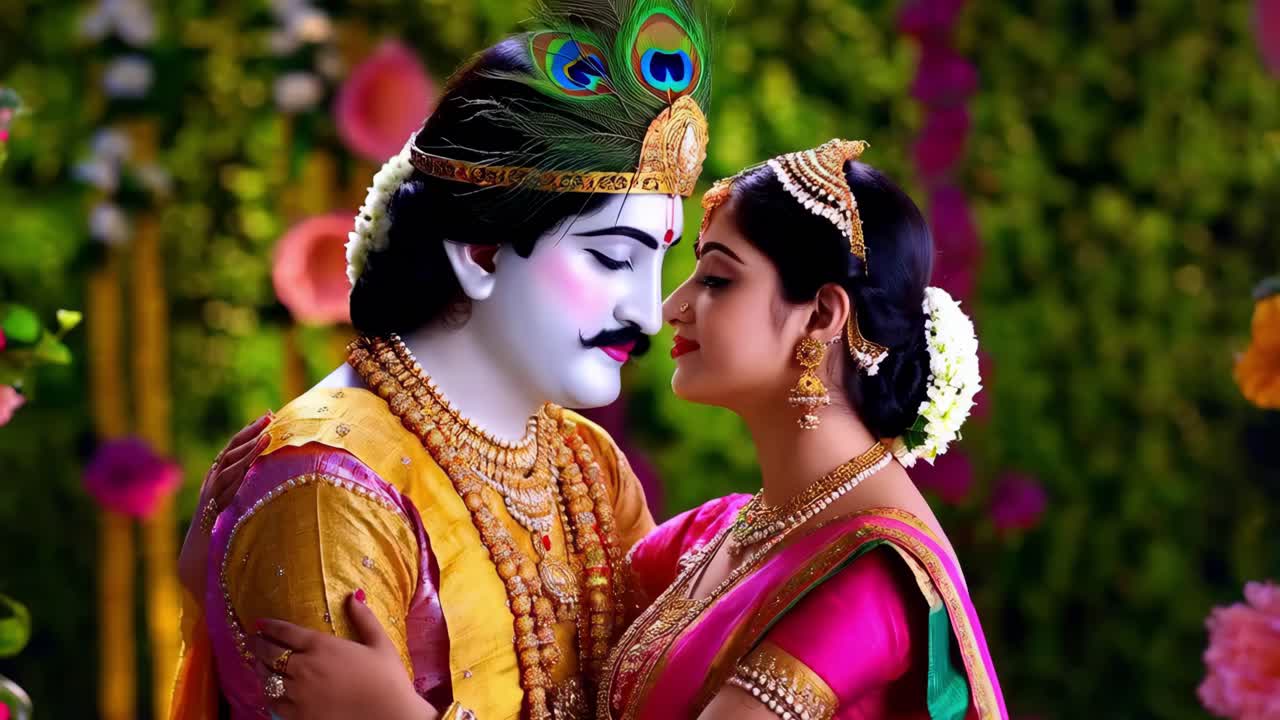 Krishna og Radha: Et øjeblik af hengivenhed