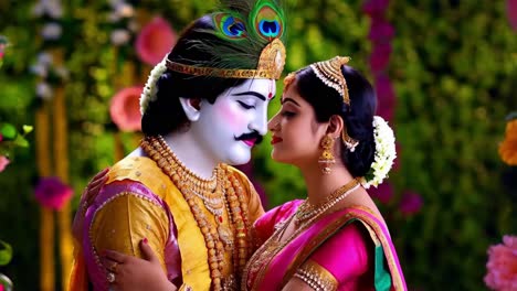 krishna y radha: un momento de devoción