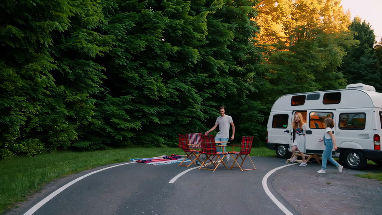 Family Camping Trip with a Camper Van