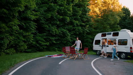 family camping trip with a camper van