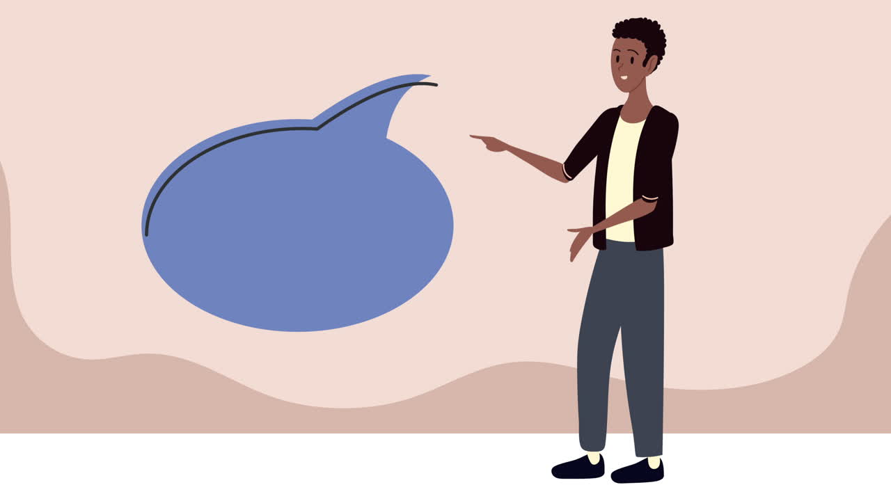 afro man standing character animation