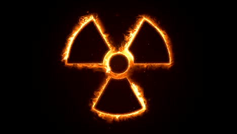 seamless animation of fire or flow energy from nuclear and biohazard symbols.