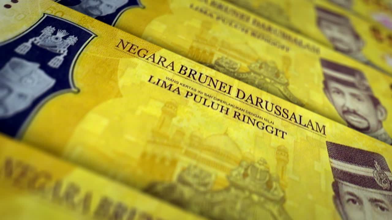 animación del bucle de la superficie del billete de dinero del dólar de brunei