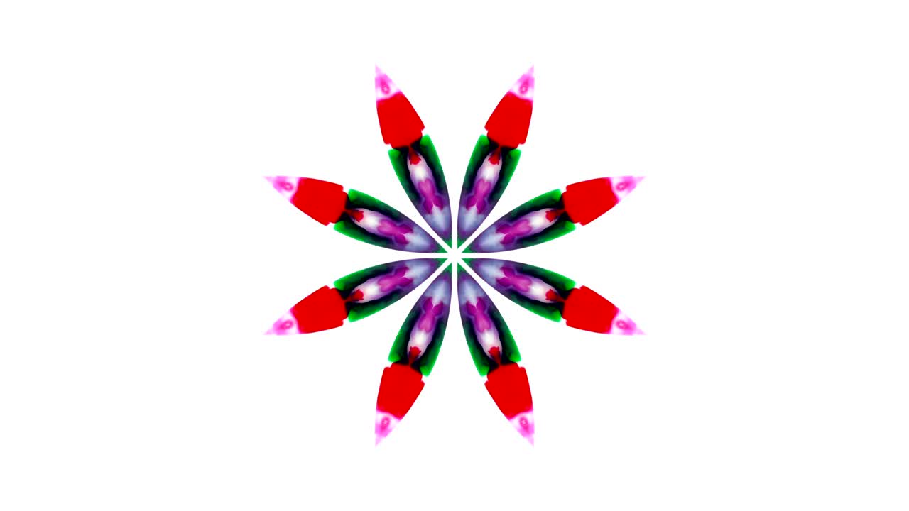 movimiento de caleidoscopio abstracto círculo geométrico y formas de estrellas