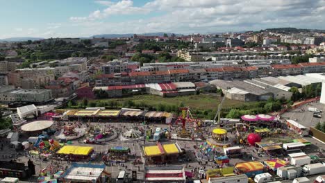 aerial view of a fairground in city